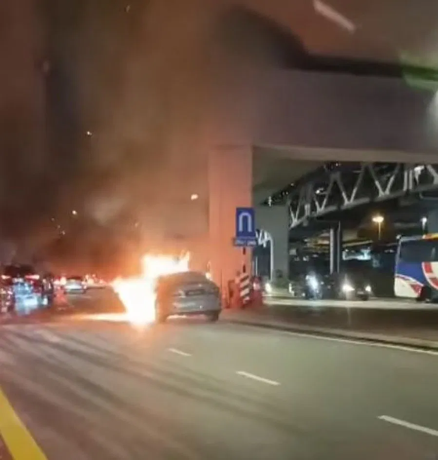 car fire jb checkpoint