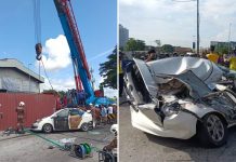 container crushed motorist