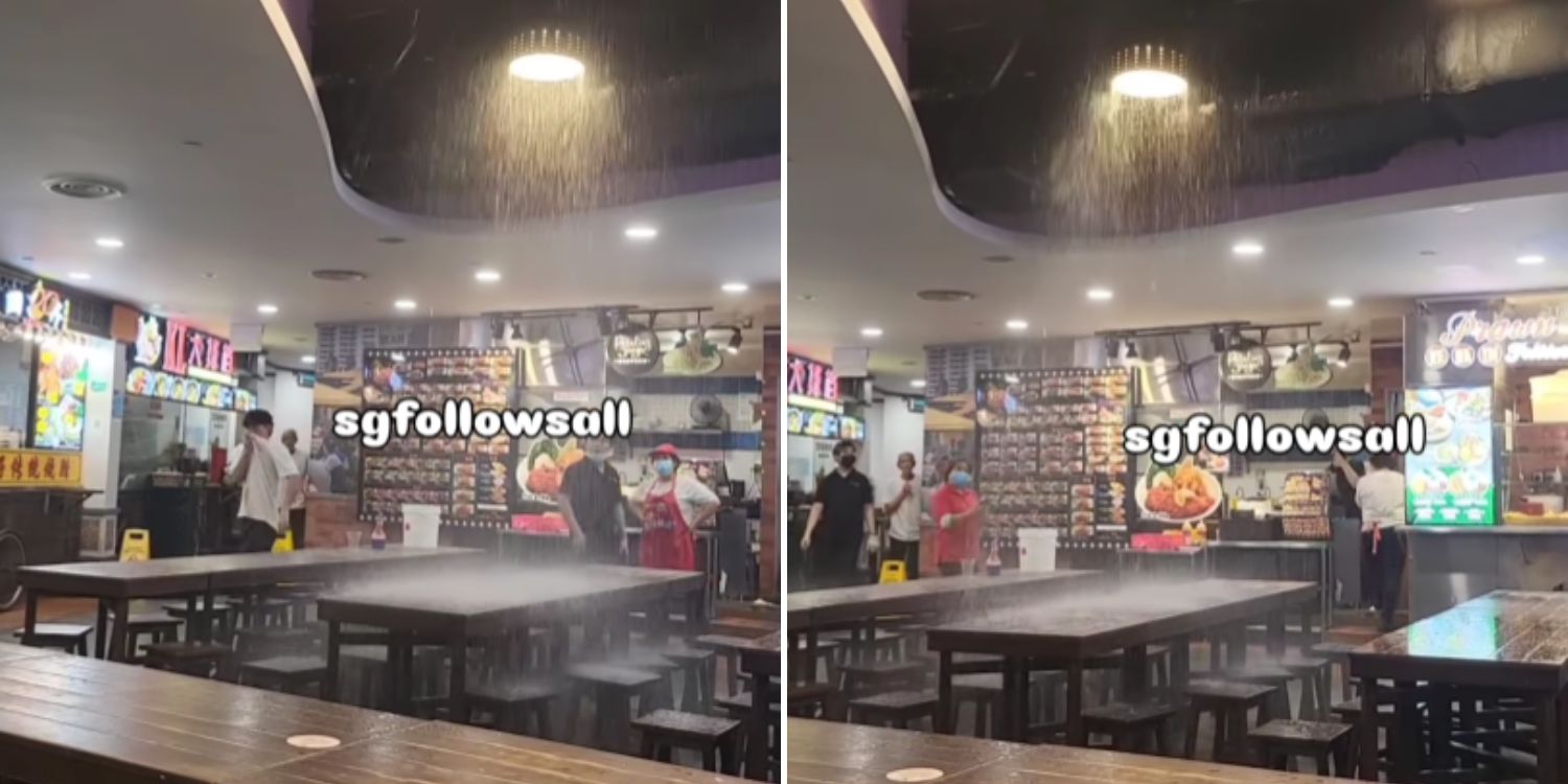 Water pipe bursts at Ang Mo Kio Hub, causes ceiling leak in food court