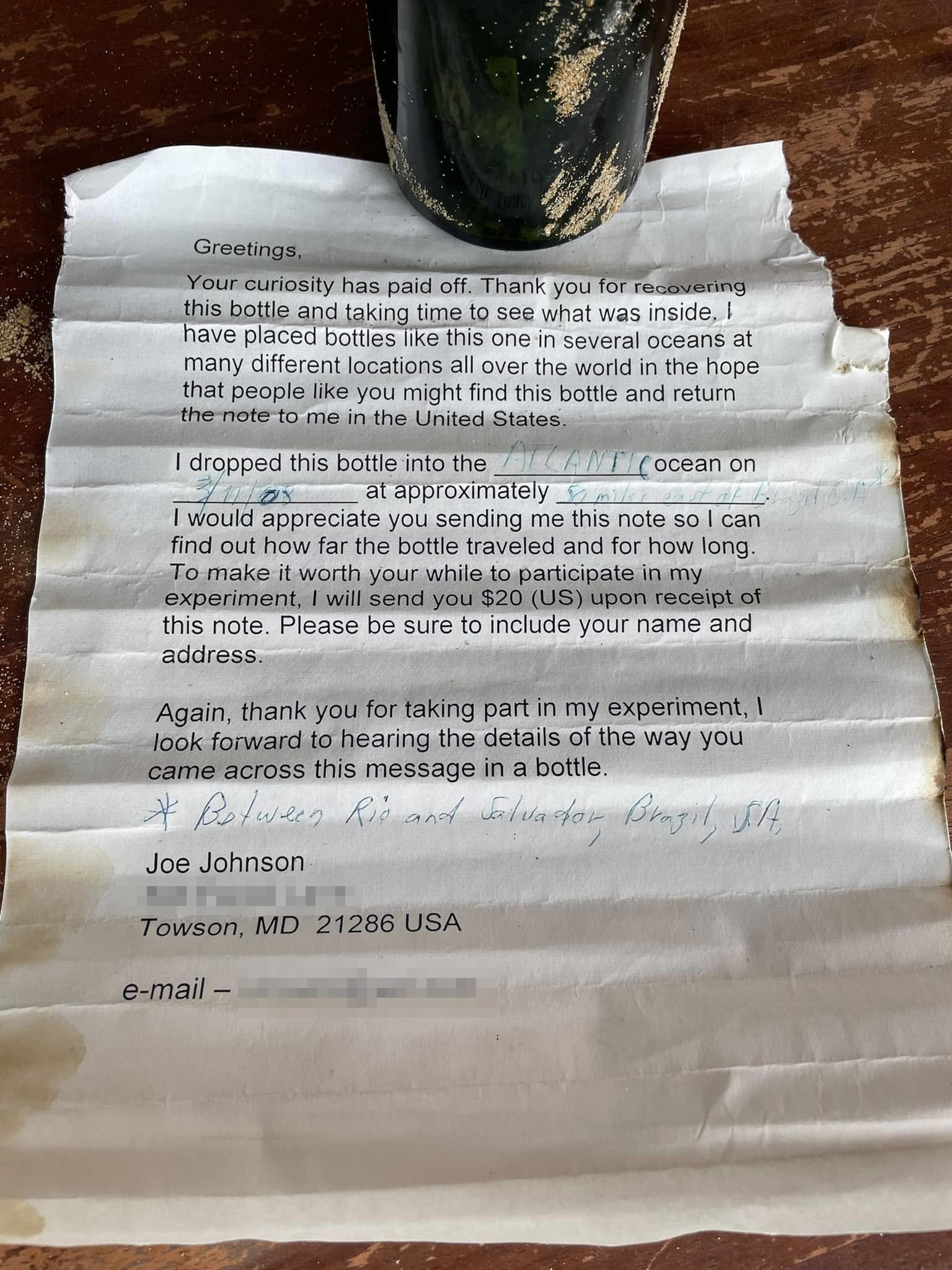 bottle 16 years letter