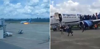 flames plane indonesia