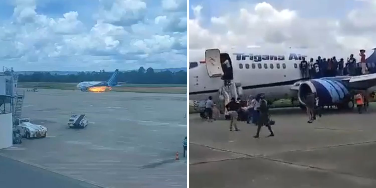 flames plane indonesia