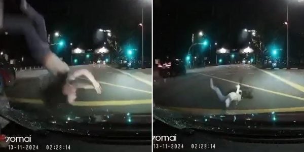 Car crashes into woman crossing Orchard Road during green traffic light, sends her flying