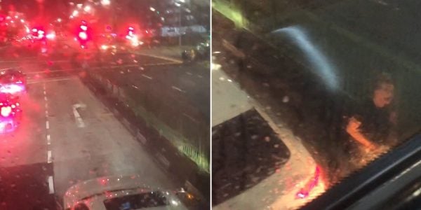 Audi driver blocks bus at Hougang junction, gets out & hits windshield of bus