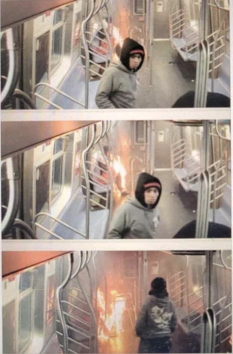 woman on fire subway