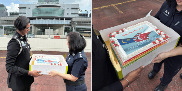 S'pore ICA & JB customs officials exchange cakes to celebrate New Year & strong ties