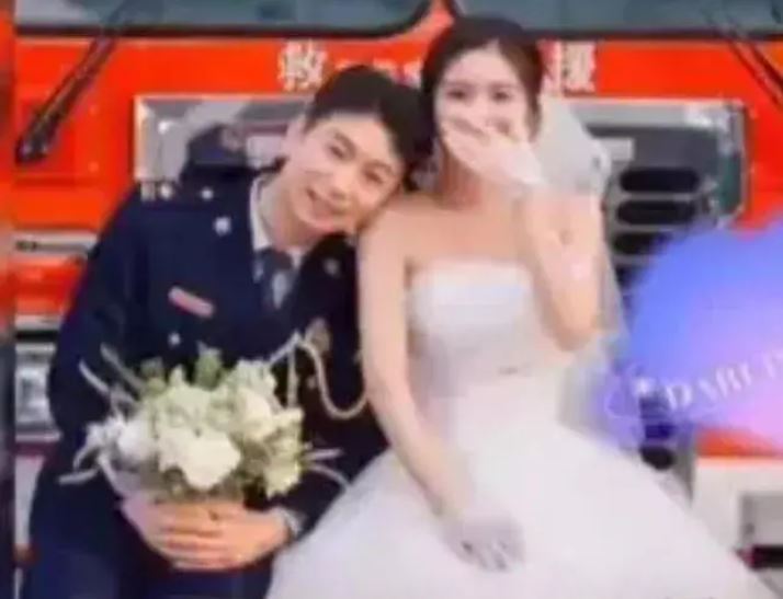 woman marrying firefighter