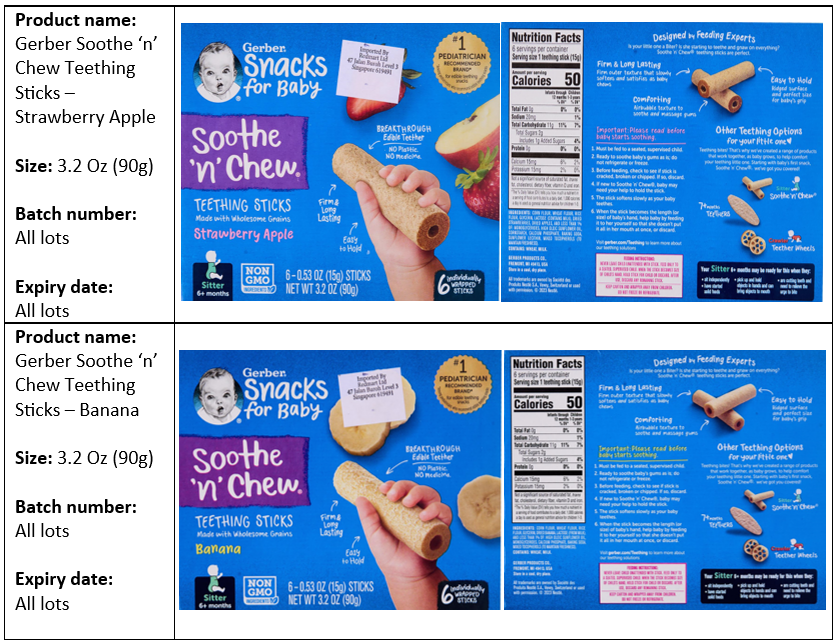 Gerber teething sticks