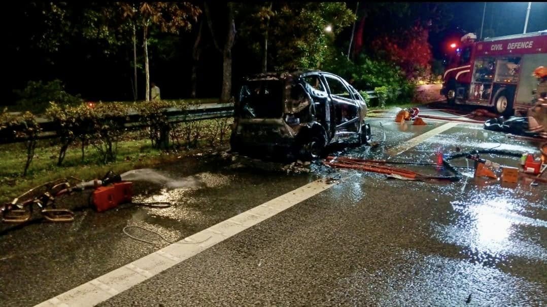 Electric car bursts into flames