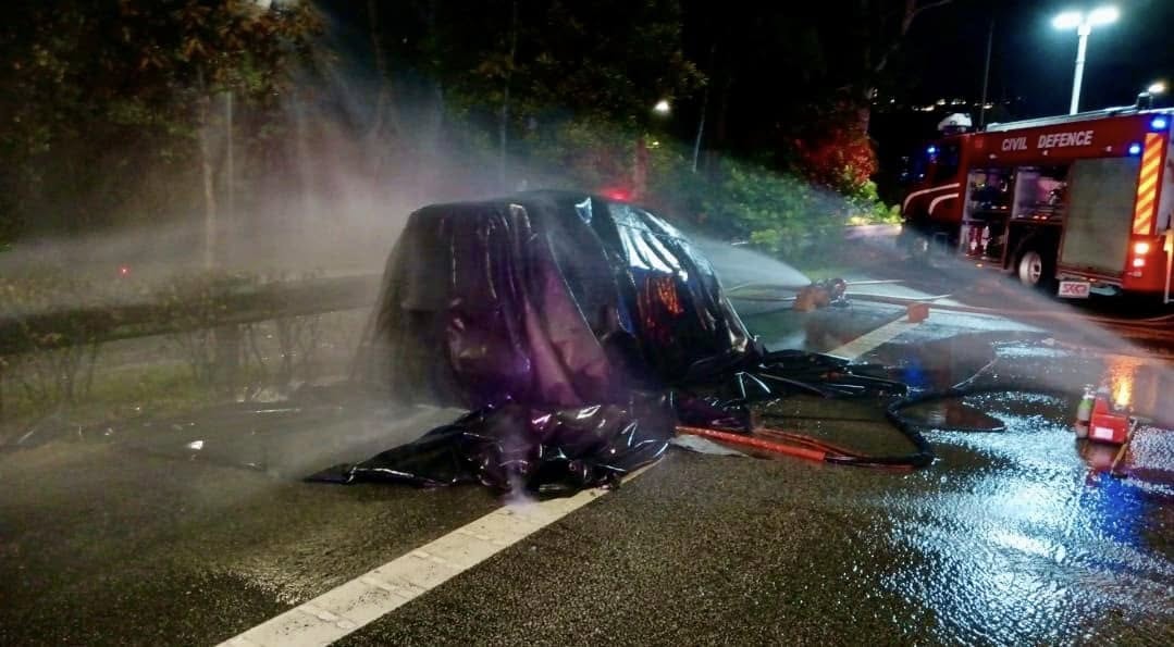 Electric car bursts into flames