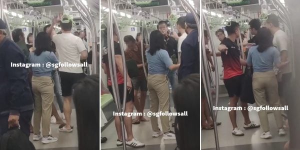 Fight breaks out between 3 passengers on Downtown Line MRT, bystanders break it up