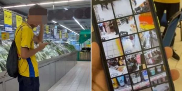 student filming woman