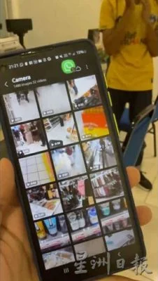 student filming woman