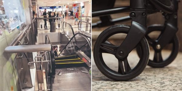 escalator bulges stroller wheels