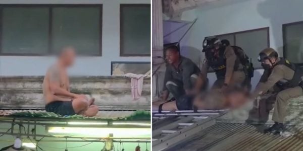 man meditating falling