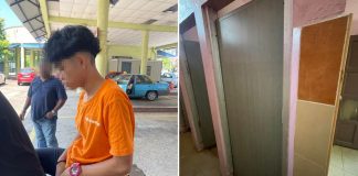 woman boy filming toilet