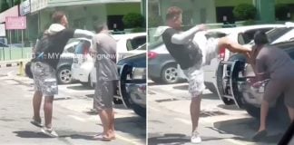 motorcyclist punches kicks car driver