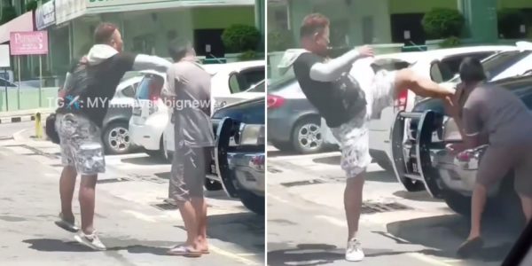 motorcyclist punches kicks car driver