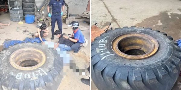 worker tyre exploded