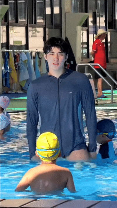 handsome swimming coach