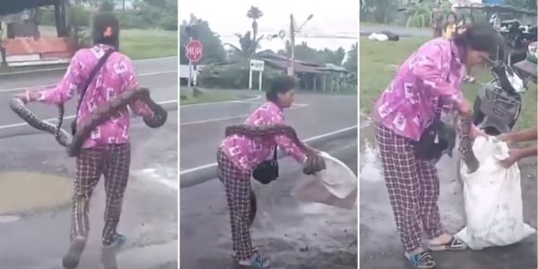 python woman bare hands