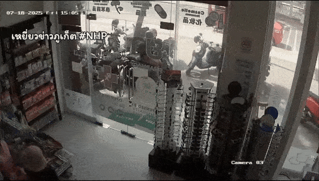 tourist revs motorcycle glass crash