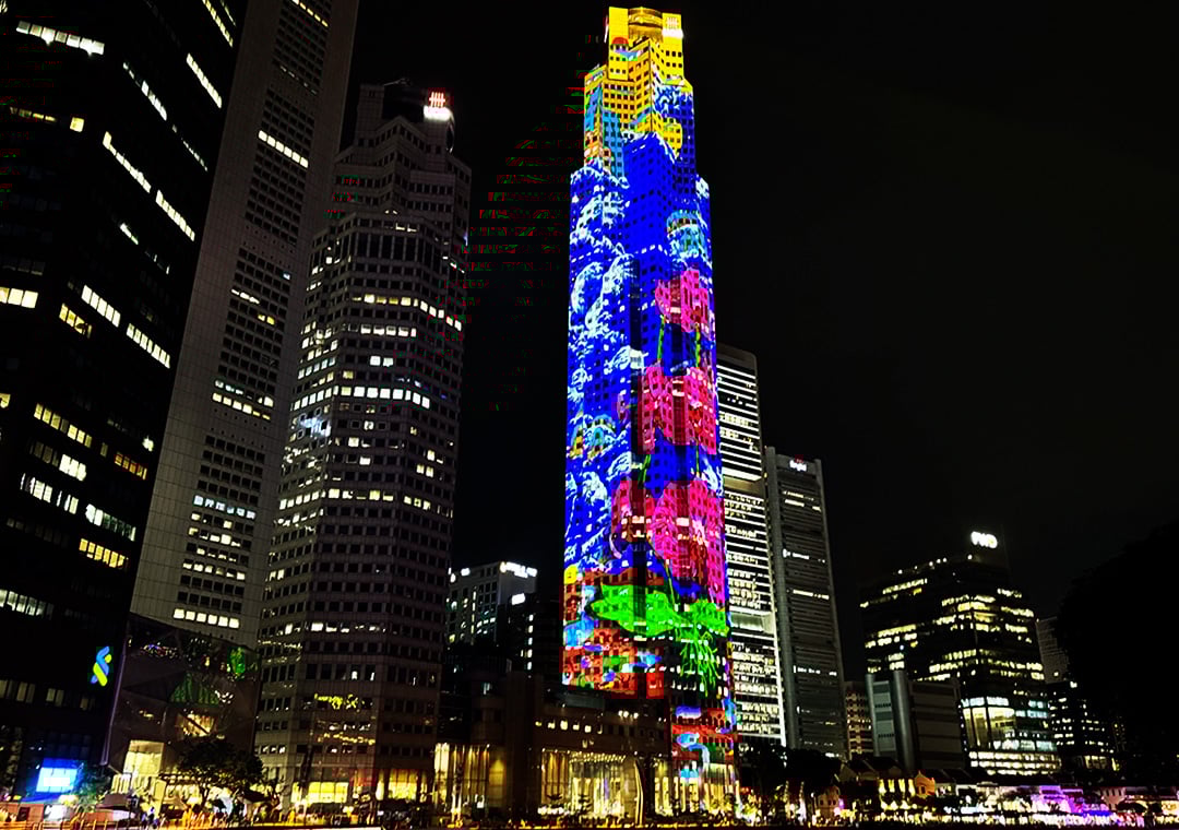 UOB Plaza light show