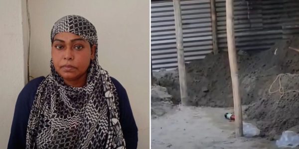 woman burying husband backyard