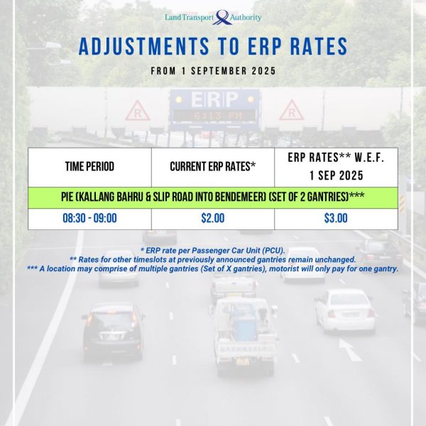 ERP rates to increase by S$1 at 5 expressway locations to manage ...