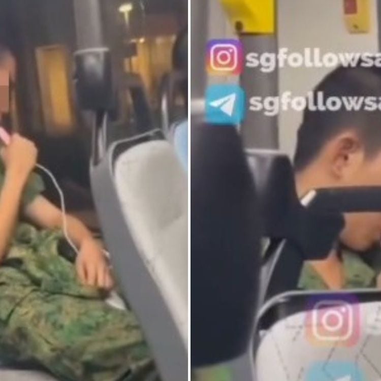 Man in army uniform appears to vape on public bus, was placed in SAF custody