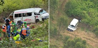 groom minibus crashes embankment wedding