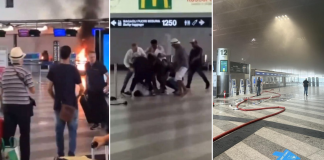man sets fire in italy airport