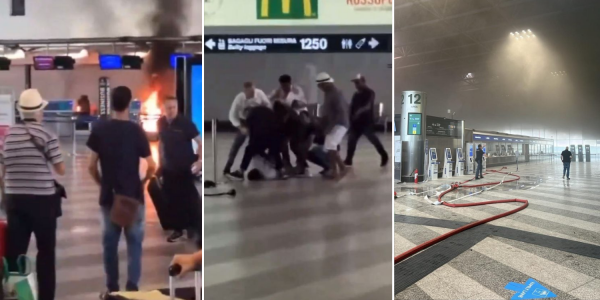 man sets fire in italy airport