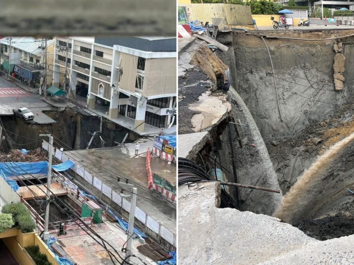 50-metre deep sinkhole forms in front of hospital in Thailand