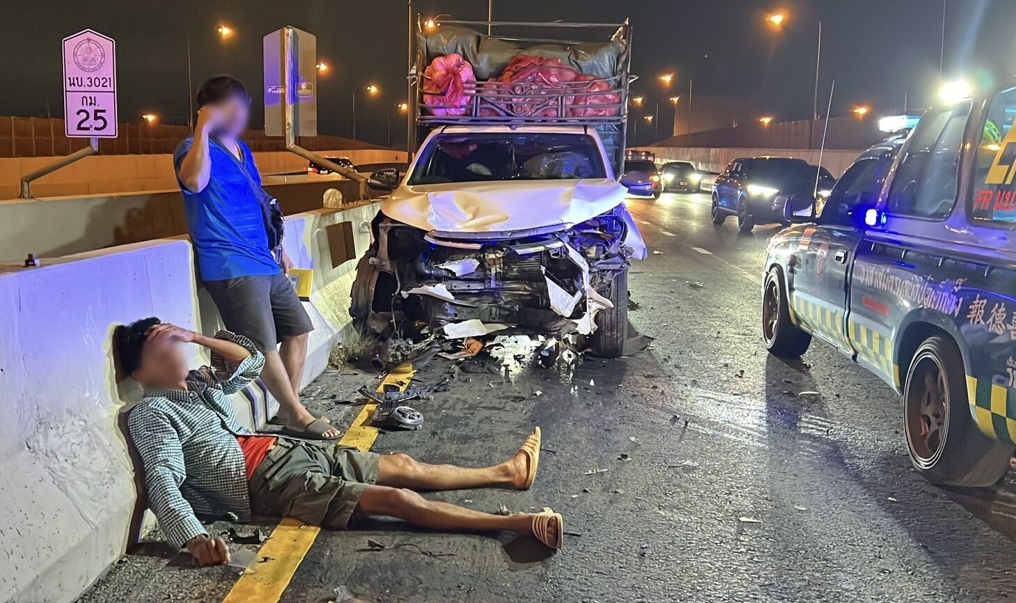 drunk against traffic pile-up injury