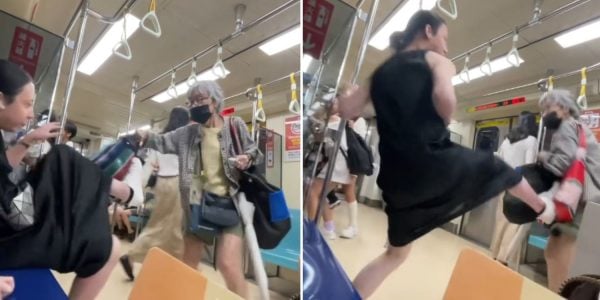 elderly woman kicked mrt