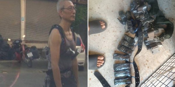 man running bomb vest