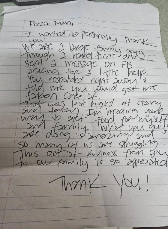 pizza shop dumpster free note