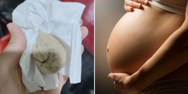 woman gauze postpartum pain