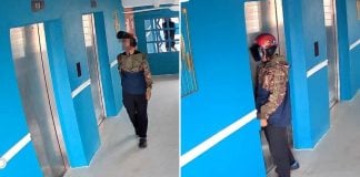 delivery rider urinates lift (1)