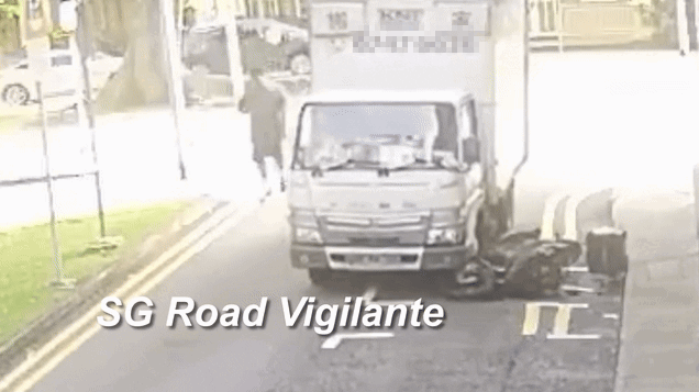lorry parked motorcycle