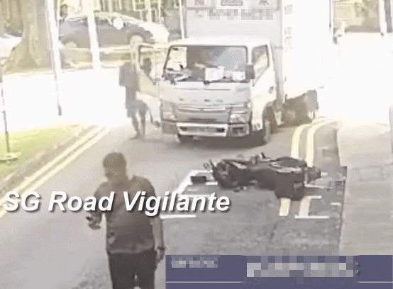 lorry parked motorcycle