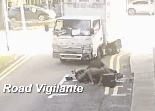 lorry parked motorcycle