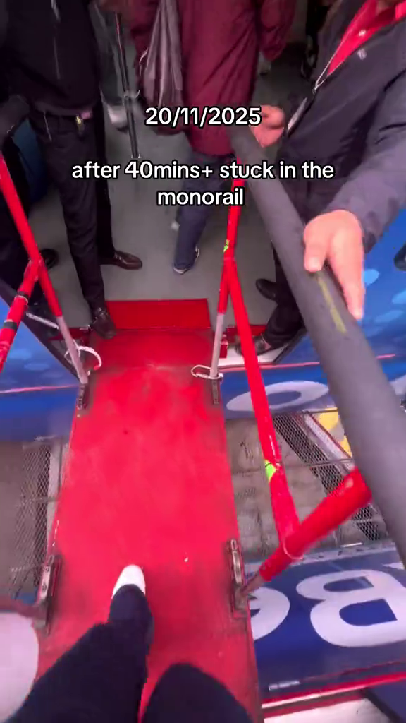 monorail passengers transfer malfunction catwalk