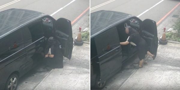 woman defecating roadside