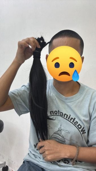 woman deceived shaving head