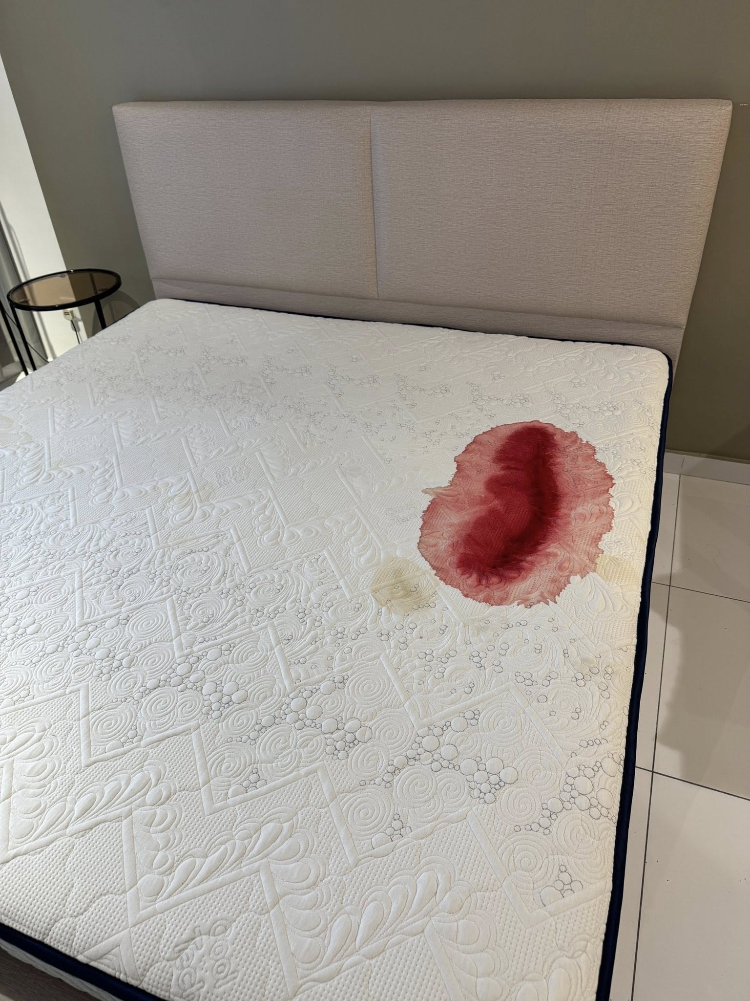 guest homestay red stains mattress