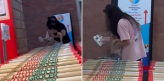 woman children urinate supermarket