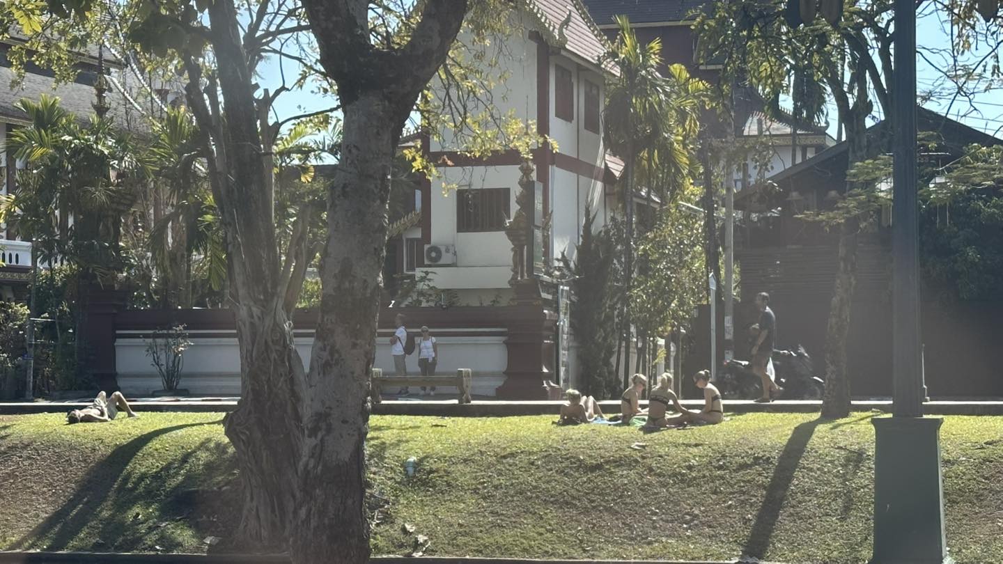 tourists bikinis thailand temple
