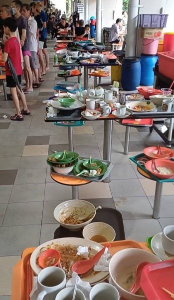 plates scattered on tables 